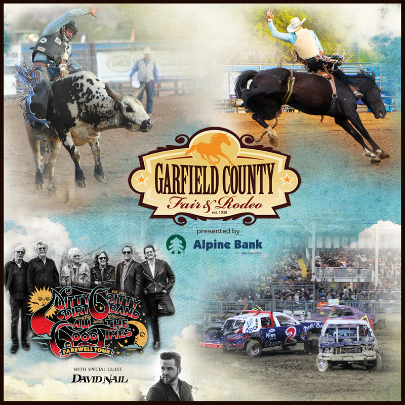Garfield County Fair ticketed events - PRCA ProRodeo, PRCA Xtreme Bulls, Nitty Gritty Dirt Band and David Nail in concert and a demolition derby highlight the 2025 events lineup!